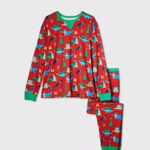 Men's Christmas Dinosaur Print Pajama Set